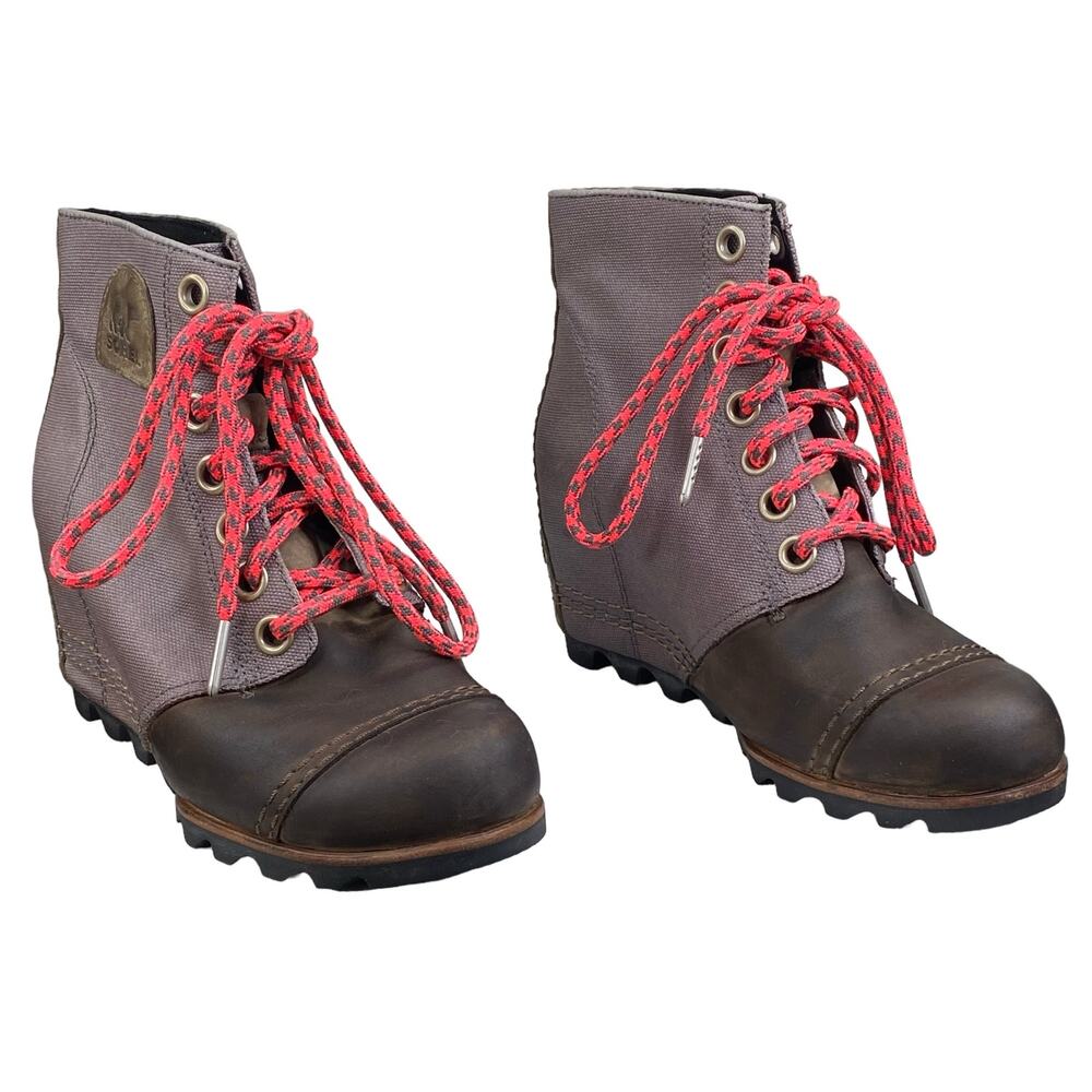 Sorel Ankle Boots with Red and Brown Accents - Picture 5 of 10